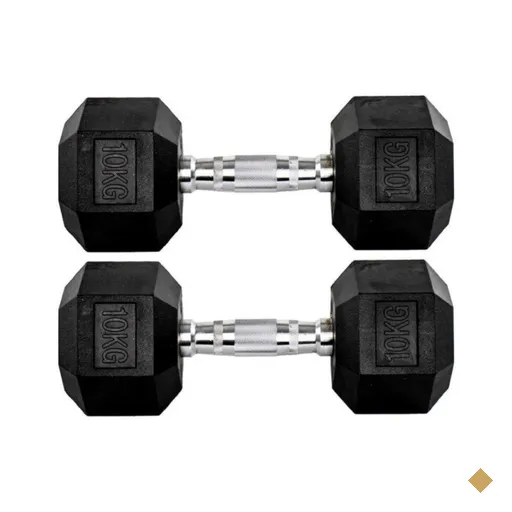Par Halteres 10kg + 10kg Dumbbell Sextavado Emborrachado Pegada Cromada Gallant…
