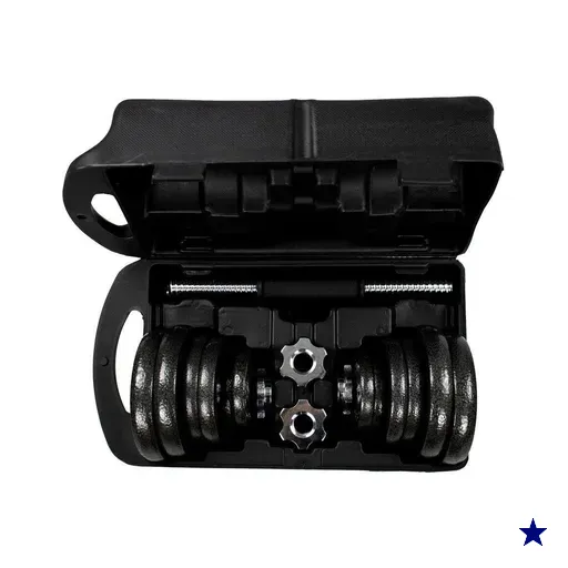 Kit Anilhas + Halteres Gallant Na Maleta 20Kg Elite Preto