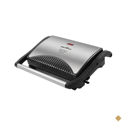Grill Sanduicheira Britânia Press Inox, Revestimento Antiaderente, com Alça