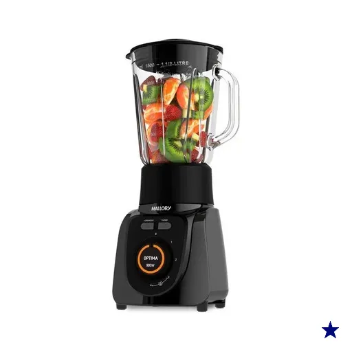 Liquidificador Mallory Optima Glass, 4 Velocidades, 820W, Preto