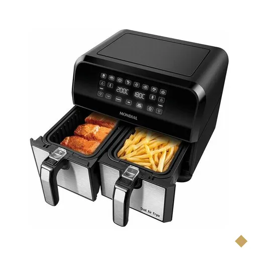 Fritadeira Sem Óleo Mondial Dual Air Fryer, 2000W, 8 Litros, Preto - AFD-01-BI