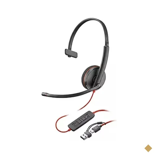 Fone de ouvido com microfone Poly Blackwire C3210 mono USB-C/A -8