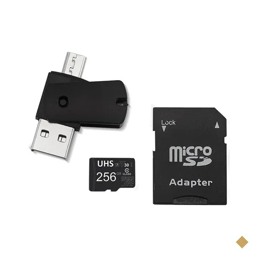 Kit 4 em 1 Cartão de Memória 256GB Ultra High Speed-I U3 + Adptador USB/OTG…