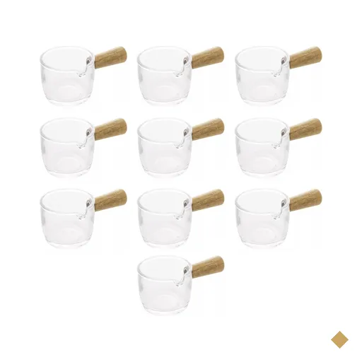 10 Molheiras Cremeira de Vidro 100ml Cabo de Bambu Lyor Caldas Mesa Posta…