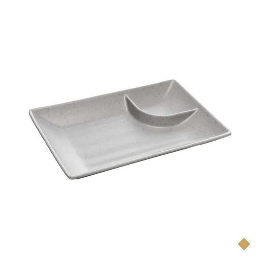 Prato Retangular 19cm Melanina com Molheira Sushi Lyor Tóquio Granilite Avulso
