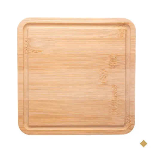 Tábua De Bambu Square 17x1cm Lyor Servir Petiscos Quadrada Com Cava Buffet