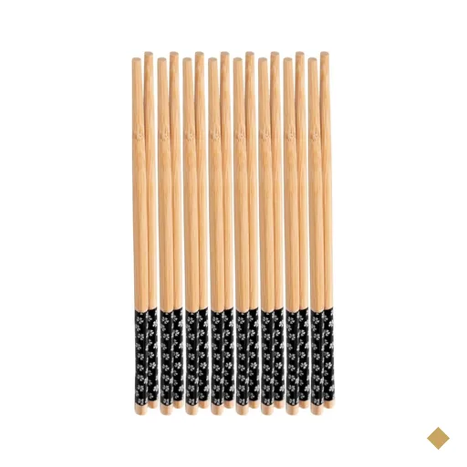 Kit 8 Pares Hashis 24cm Bambu Sunflower Preto Lyor Comida Japonesa