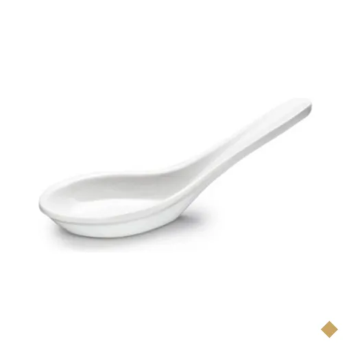 Colher de Sopa Chinesa Comida Asiática Melamina Branca 10ml Alça Longa Haus…