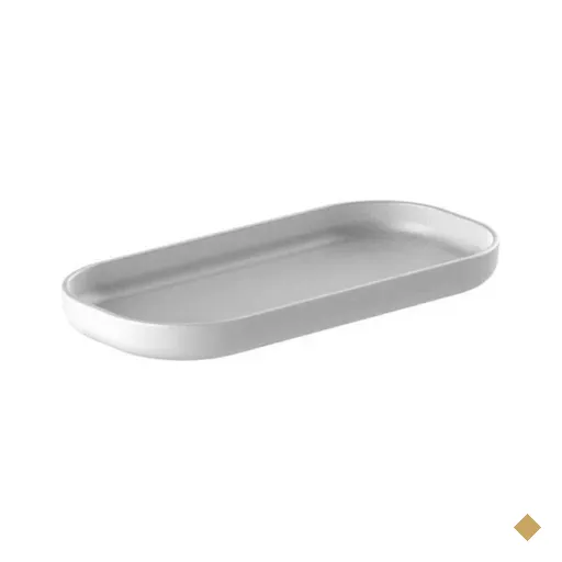 Bandeja Decorativa para Banheiro 16x8cm Dual Branca Oval Plástica Ou