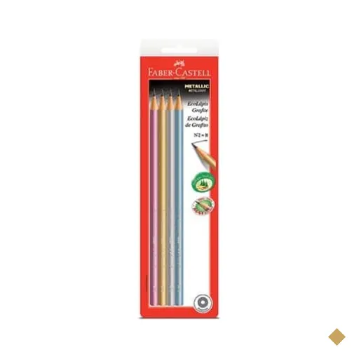 Lápis Grafite Redondo EcoLápis n.2 B Metallic Faber-Castell BT 4 UN