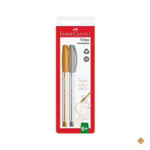 Caneta Esferográfica Trilux Tinta Metalizada 1.0mm Ouro e Prata Faber-Castell…
