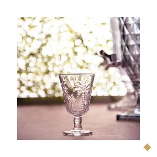 Taça para Água de Vidro Cristal Palm 240ml Lyor Decorada Palmeiras Servir…