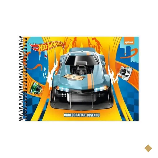 Caderno Cartografia e Desenho Capa Dura 48 Folhas, Hot Wheels, 2645487, Spiral…