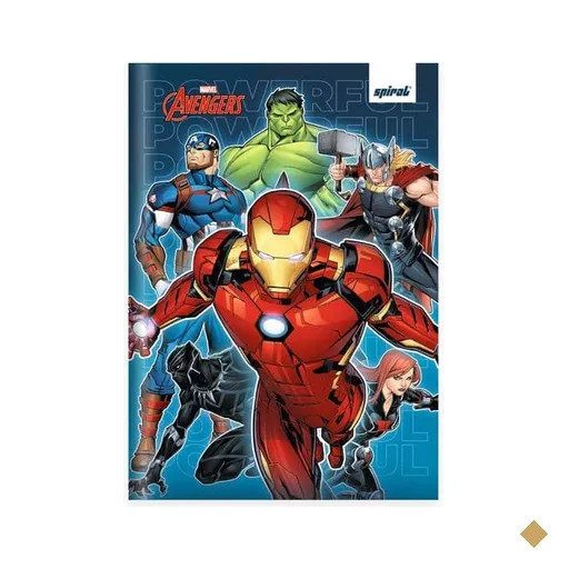 Caderno 1/4 costurado capa dura, 1 matéria, 80 folhas, Avengers, 2645630…