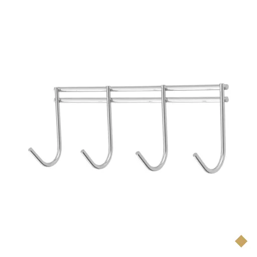 Suporte Porta Vassouras com 4 Ganchos 16,10x6,5cm Cromado Ma