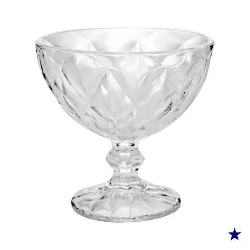 Taça de Sobremesa Lyor Diamond de Vidro 250ml Avulsa Tigela Pote para Doces