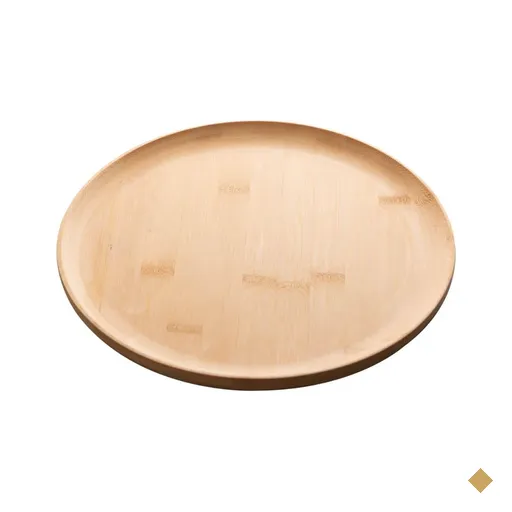 Prato De Bambu 18x2cm Lyor Bandeja Redonda Petisqueira Servir Decorar Buffet