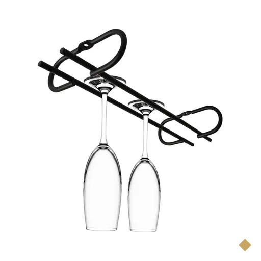 Suporte para Taças Suspenso 25cm Reto Porta Taças de Teto Preto Fosco