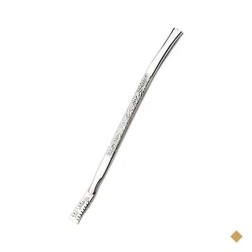 Bomba Inox Chata Trabalhada Chupeta Simples Bojo Serrilhado Cano De 8mmx19Cm