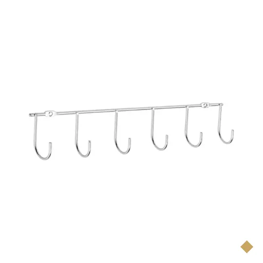 Suporte Porta Xícaras Lateral Cromado 6 Ganchos para Fixação