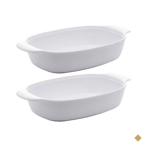 Kit 2 Travessas de Melamina Brancas 23cm Milão Lyor com Alças Laterais para…