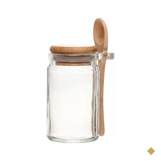 Porta Mantimentos 350ml Com Colher E Tampa Hermética De Bamb