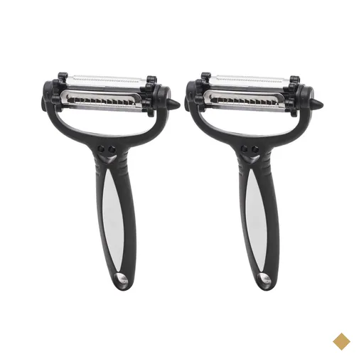 2 Descascadores de Legumes Manual 3 Lâminas Giratórias 15cm Preto Lyor Inox…