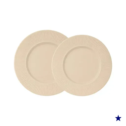 Kit Prato Raso 27cm e Sobremesa 20cm Melamina Aveline Bege Lyor Mesa Posta