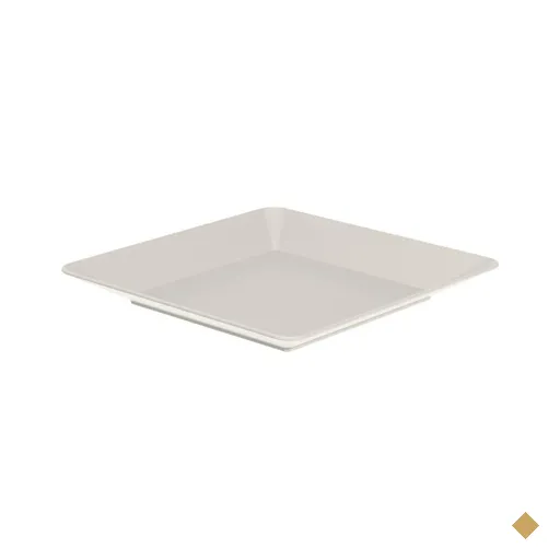 Prato Plástico Quadrado Bege Sobremesa Saladas 22,5cm Ou Avulso Para Servir