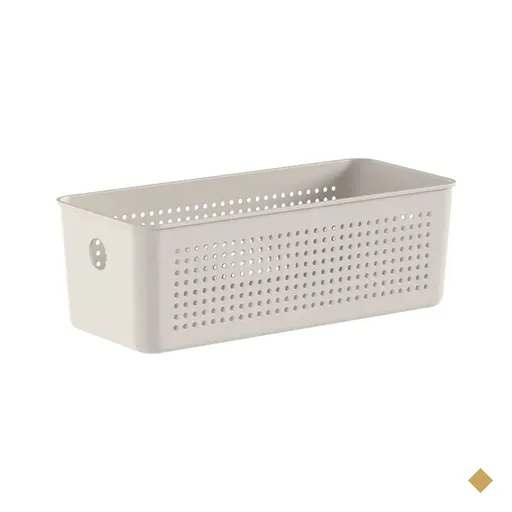 Cesto Organizador 27x12x9cm Flow Bege Caixa Organizadora 3L Lavanderia Banheiro