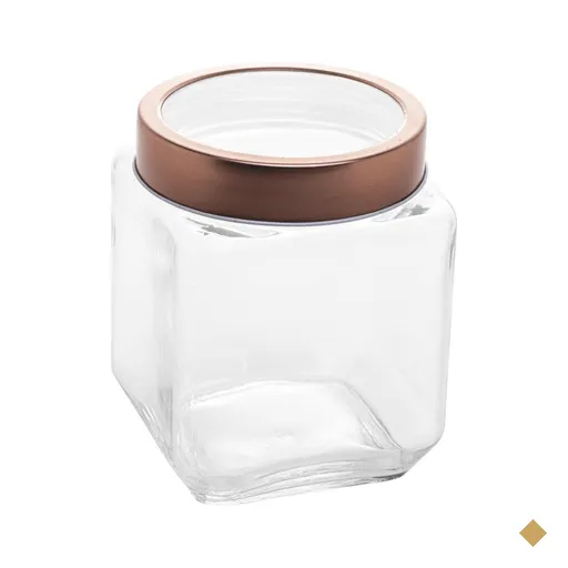 Pote de Vidro 1,2L Quadrado C/ Tampa Metal Mantimentos Rosé Gold Gran Gastro…