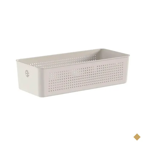 Cesto Organizador Multiuso 34x15x9cm Flow Perfurações 4,5L Bege Ou Caixa