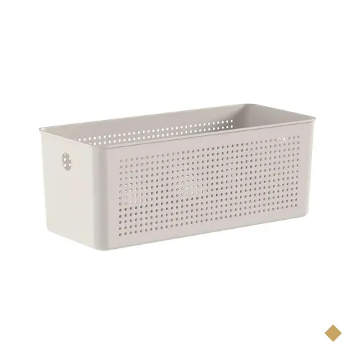 Cesto Caixa Organizadora Retangular 33x15x13cm Perfurações 6,6L Bege Flow