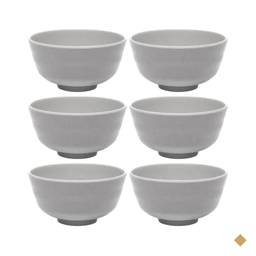 6 Bowls Cumbucas de Melamina 350ml Lyor Yakisoba Cereal Tóquio Granilite Cinza