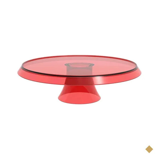 Base Porta Bolos Tortas Doces 25cm com Pé Vermelho Transparente Glassy Crippa