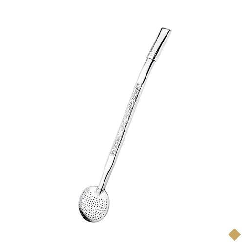 Bomba Inox Chata Trabalhada Chupeta Dupla Bojo Redondo Cano De 8mmx23Cm