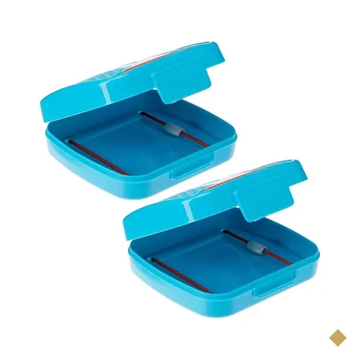2 Porta Cotonetes Portátil Para Viagem Acessórios com Elástico Interno Azul…