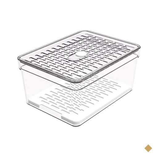 Organizador de Geladeira com Grade 2,3L Transparente Pequeno Frutas Legumes…
