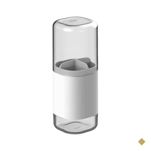 Suporte Porta Escova de Dentes com Tampa e 3 Divisórias Dual OU Branco