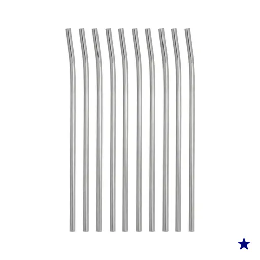 Conjunto 10 Canudos De Aço Inox Reutilizável Ecológico Curvado 6,3mm 21cm