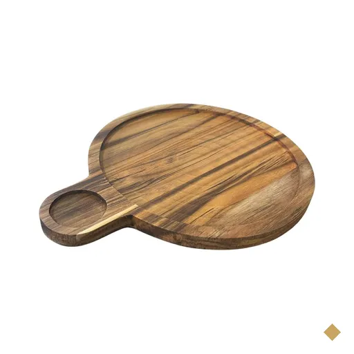 Petisqueira Teca para Frios Queijos Carnes 23cm Cabo Servir Aperitivos Tábua