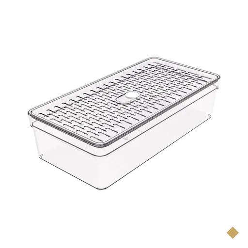 Organizador de Geladeira com Tampa 2,8L Médio Transparente Frutas Legumes…