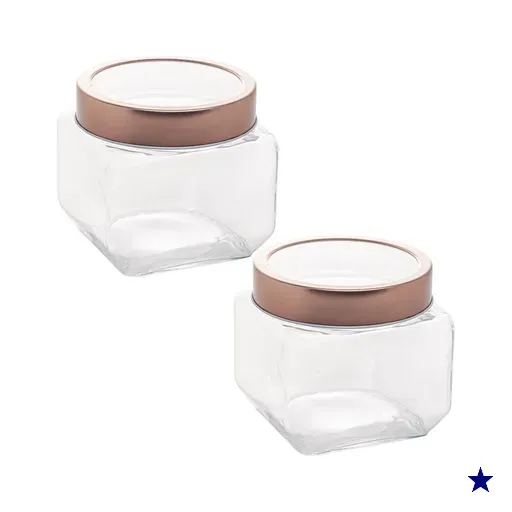 Kit 2 Potes Porta Mantimentos Rose Gold com Tampa 800ml Lyor Gastro Potinho de…