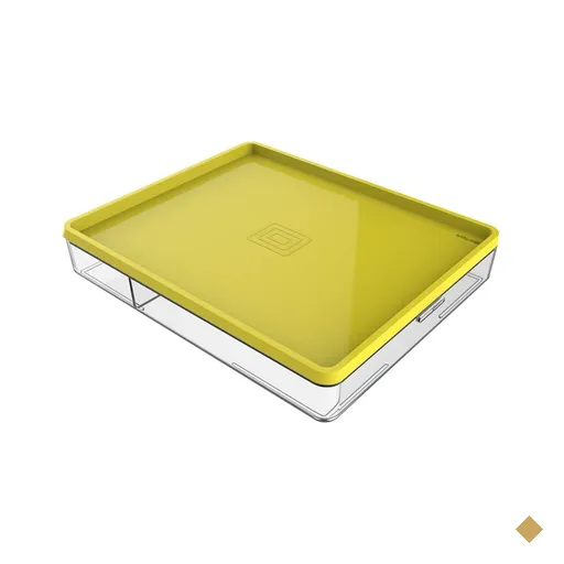 Pote com Divisórias e Tampa 1L Crippa Marmita Retangular 23,5x19x4,5cm Amarela
