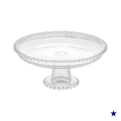 Boleira de Cristal Wolff Pearl 20x9cm Prato Redondo com Pedestal Pequeno Bolo…