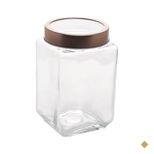 Pote de Vidro com Tampa Metal Lyor Rose Gold 1,7L Mantimentos Gastro Retangular