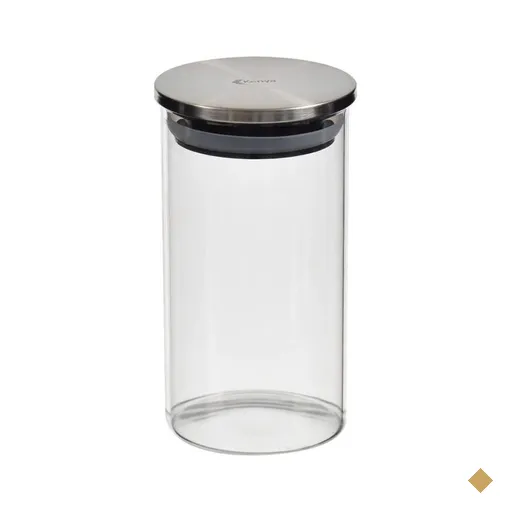 Pote de Vidro com Tampa em Inox Redondo 350ml Kenya