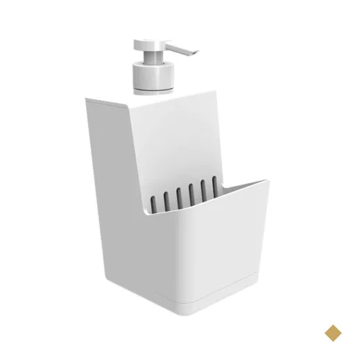 Porta Detergente Branco com Suporte para Esponja 500ml Smart