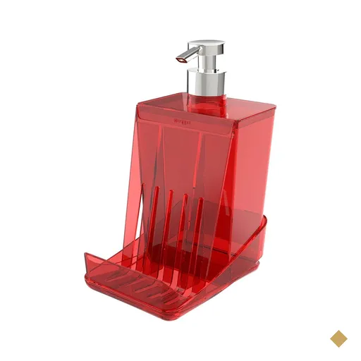 Porta Detergente com Suporte para Esponja Vermelho Smart S Crippa Dispenser…