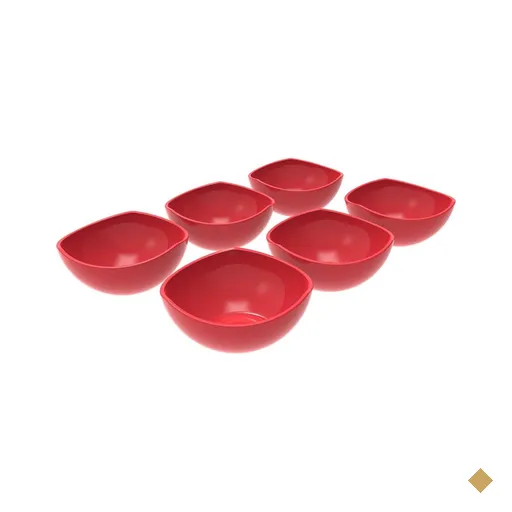 Conjunto 6 Potes de Sobremesa Doces 265ml Plástico Trio Crippa Vermelho